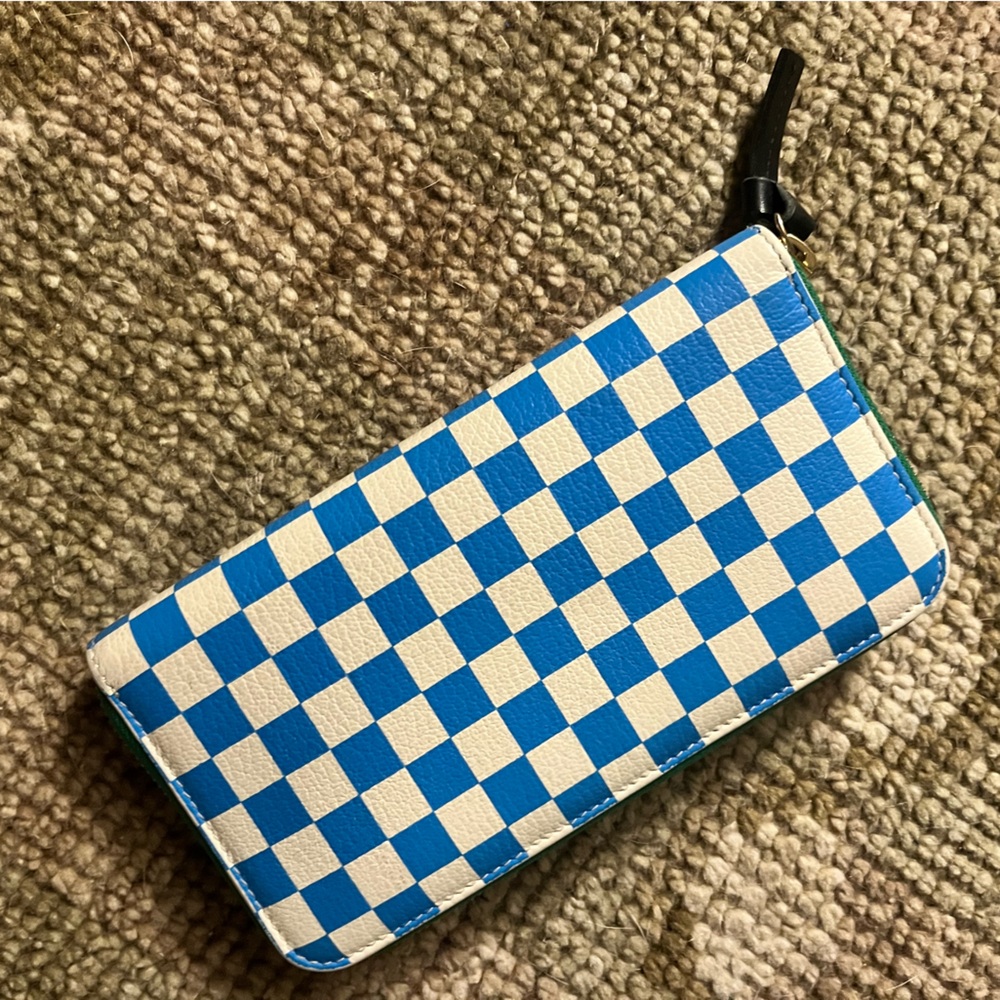 Clare V Vibrant Yellow & blue checked Wallet